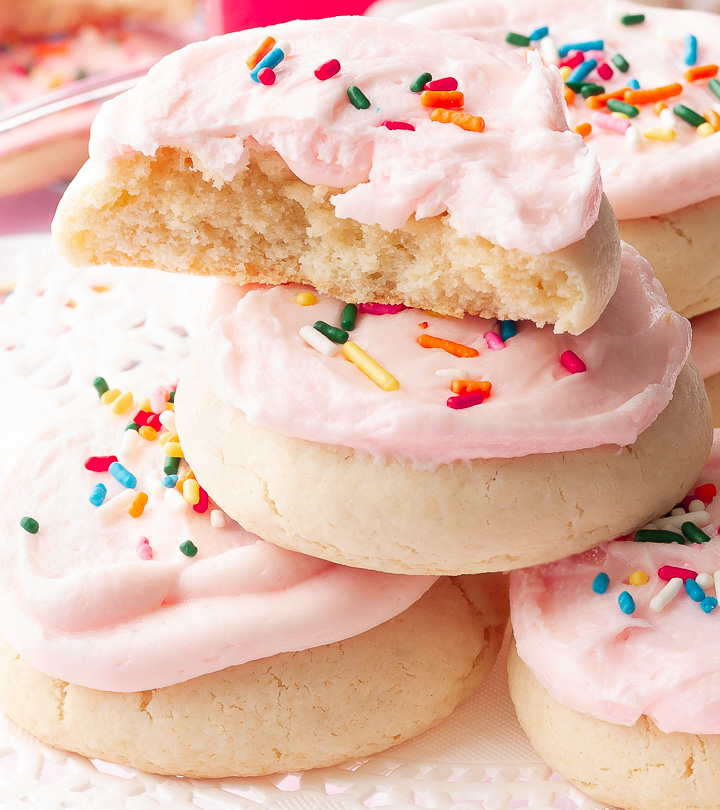 A stack of Lofthouse Sugar Cookies.